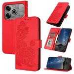 For Tecno Pova 6 Pro Datura Flower Embossed Flip Leather Phone Case(Red)
