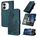 For Tecno Spark 30C 5G / Pop 9 5G Datura Flower Embossed Flip Leather Phone Case(Dark Green)