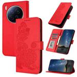 For Tecno Camon 40 Premier Datura Flower Embossed Flip Leather Phone Case(Red)