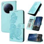 For Tecno Camon 40 Premier Datura Flower Embossed Flip Leather Phone Case(Light Blue)