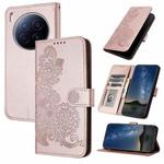 For Tecno Camon 40 Premier Datura Flower Embossed Flip Leather Phone Case(Rose Gold)