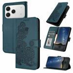 For Tecno Spark 40 4G Datura Flower Embossed Flip Leather Phone Case(Dark Green)