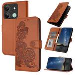 For Infinix Smart 7 HD Datura Flower Embossed Flip Leather Phone Case(Brown)