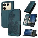 For Infinix Note 40 Pro 4G / 5G Datura Flower Embossed Flip Leather Phone Case(Dark Green)