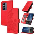 For Infinix Hot 50 Pro+ 4G Datura Flower Embossed Flip Leather Phone Case(Red)