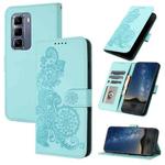 For Infinix Hot 50 Pro+ 4G Datura Flower Embossed Flip Leather Phone Case(Light blue)