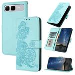 For Infinix Smart 10 Plus 4G Datura Flower Embossed Flip Leather Phone Case(Light blue)