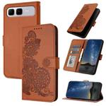 For Infinix Smart 10 Plus 4G Datura Flower Embossed Flip Leather Phone Case(Brown)