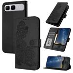 For Infinix Smart 10 Plus 4G Datura Flower Embossed Flip Leather Phone Case(Black)