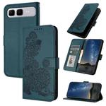 For Infinix Smart 10 Plus 4G Datura Flower Embossed Flip Leather Phone Case(Dark Green)