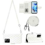 For Xiaomi Redmi Note 12 Pro+ 5G Global Rhombic Texture Flip Leather Phone Case with Long Lanyard(White)