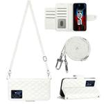 For Xiaomi Redmi Note 12 Pro 5G Global Rhombic Texture Flip Leather Phone Case with Long Lanyard(White)