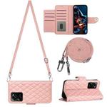 For Xiaomi Redmi Note 12 Pro Speed Rhombic Texture Flip Leather Phone Case with Long Lanyard(Coral Pink)