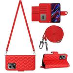 For Xiaomi Redmi Note 12 5G Global / Poco X5 Rhombic Texture Flip Leather Phone Case with Long Lanyard(Red)