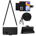 For Xiaomi Redmi Note 11 Pro 5G/4G Global Rhombic Texture Flip Leather Phone Case with Long Lanyard(Black)
