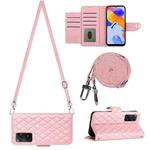 For Xiaomi Redmi Note 11 Pro 5G/4G Global Rhombic Texture Flip Leather Phone Case with Long Lanyard(Pink)