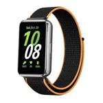 For Samsung Galaxy Fit 3 Woven Nylon Loop Watch Band(Black Orange)