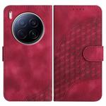 For Tecno Camon 40 Premier Elephant Head Embossed Phone Leather Case with Lanyard(Rose Red)