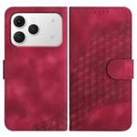 For Tecno Spark 40 4G Elephant Head Embossed Phone Leather Case with Lanyard(Rose Red)
