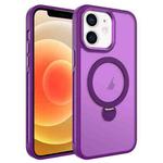 For iPhone 12 MagSafe Magnetic Holder Breathable Phone Case(Purple)