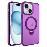 For iPhone 15 MagSafe Magnetic Holder Breathable Phone Case(Purple)