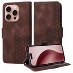 For iPhone 16 Pro Max Embossed Rhombus Starry Leather Phone Case(Brown)