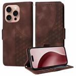 For iPhone 16 Pro Embossed Rhombus Starry Leather Phone Case(Brown)