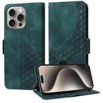 For iPhone 15 Pro Max Embossed Rhombus Starry Leather Phone Case(Green)