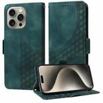 For iPhone 15 Pro Embossed Rhombus Starry Leather Phone Case(Green)