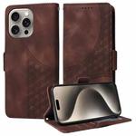 For iPhone 15 Pro Embossed Rhombus Starry Leather Phone Case(Brown)