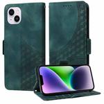 For iPhone 14 Plus Embossed Rhombus Starry Leather Phone Case(Green)