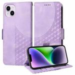 For iPhone 14 Embossed Rhombus Starry Leather Phone Case(Purple)