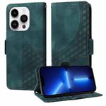 For iPhone 13 Pro Max Embossed Rhombus Starry Leather Phone Case(Green)