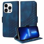 For iPhone 13 Pro Max Embossed Rhombus Starry Leather Phone Case(Blue)