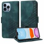 For iPhone 12 Pro Max Embossed Rhombus Starry Leather Phone Case(Green)