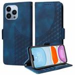 For iPhone 12 / 12 Pro Embossed Rhombus Starry Leather Phone Case(Blue)