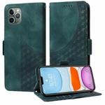 For iPhone 11 Pro Max Embossed Rhombus Starry Leather Phone Case(Green)