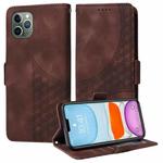 For iPhone 11 Pro Max Embossed Rhombus Starry Leather Phone Case(Brown)