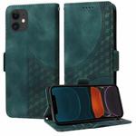 For iPhone 11 Embossed Rhombus Starry Leather Phone Case(Green)