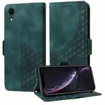 For iPhone XR Embossed Rhombus Starry Leather Phone Case(Green)