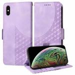 For iPhone XS Max Embossed Rhombus Starry Leather Phone Case(Purple)
