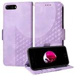 For iPhone 7 Plus / 8 Plus Embossed Rhombus Starry Leather Phone Case(Purple)