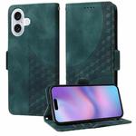 For iPhone 17 Embossed Rhombus Starry Leather Phone Case(Green)