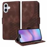 For iPhone 17 Embossed Rhombus Starry Leather Phone Case(Brown)