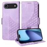 For iPhone 17 Air Embossed Rhombus Starry Leather Phone Case(Purple)