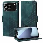 For iPhone 17 Pro Embossed Rhombus Starry Leather Phone Case(Green)