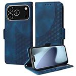 For iPhone 17 Pro Embossed Rhombus Starry Leather Phone Case(Blue)
