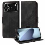For iPhone 17 Pro Embossed Rhombus Starry Leather Phone Case(Black)