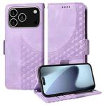 For iPhone 17 Pro Embossed Rhombus Starry Leather Phone Case(Purple)