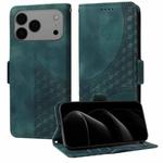 For iPhone 17 Pro Max Embossed Rhombus Starry Leather Phone Case(Green)